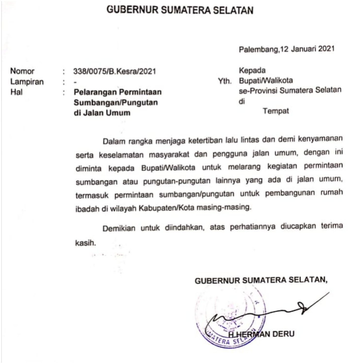 Kapolres Segera Koordinasikan Terkait Surat Pelarangan Sumbangan