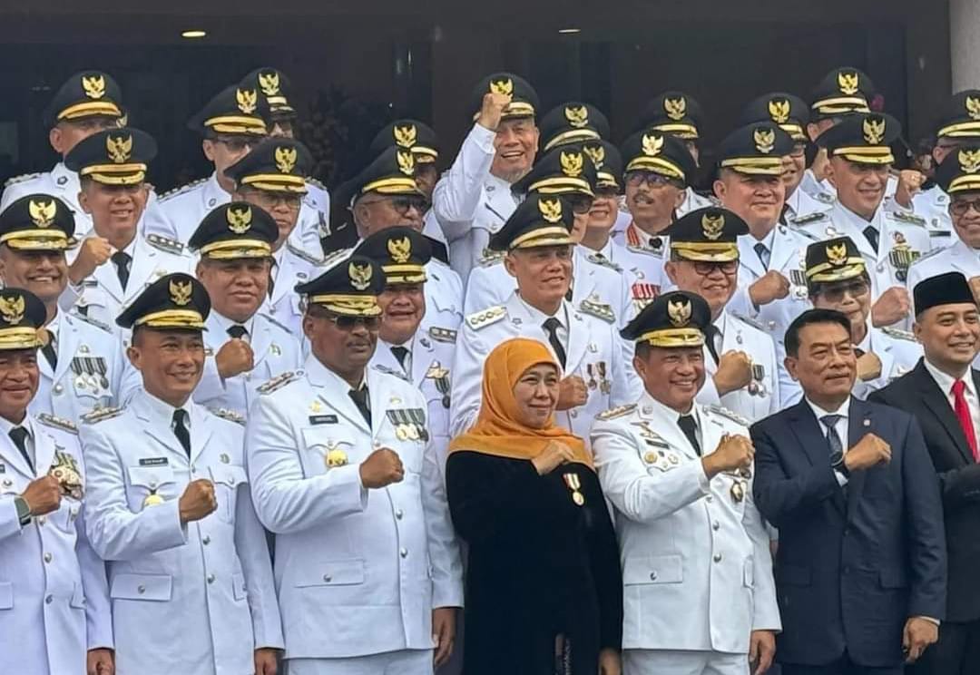 Hani Syopiar Rustam saat mengikuti upacara Haru Otonomi Daerah di Kemendagri